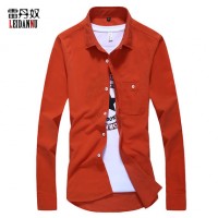 雷丹奴 韩版秋季灯芯绒长袖衬衫 条绒修身休闲男衬衣 12色可选