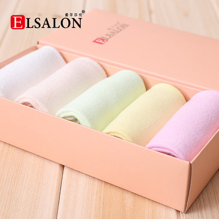 爱尔莎伦 秋冬季日系糖果色可爱女士纯色中筒袜5双装 棉袜 袜子 运动袜 