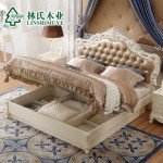 天猫双11预售：林氏木业 法式床田园床1.8m 双人床欧式床皮床卧室成套家具KA628C