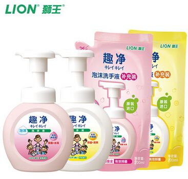 LION狮王 原装进口趣净泡沫洗手液 250ml*2瓶+替换装套装 200ml*2瓶