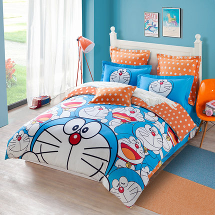 天猫双11预售：lovo罗莱家纺 哆啦A梦卡通儿童纯棉四件套 全棉床上用品 2款可选