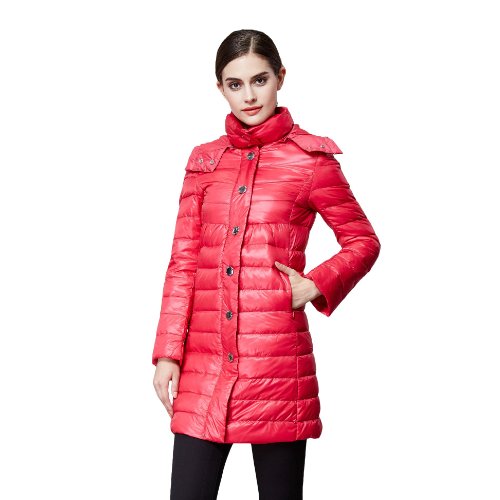 鸭鸭 女式 轻薄羽绒服中长款修身保暖大码外套潮 B-152