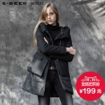 sdeer圣迪奥 连帽假两件羊毛呢女式冬装大衣外套S13481989