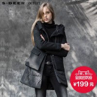 sdeer圣迪奥 连帽假两件羊毛呢女式冬装大衣外套S13481989