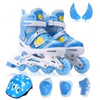 路狮 溜冰鞋儿童全套装旱冰鞋小孩直排轮滑鞋成人滑冰鞋男女可调闪光
