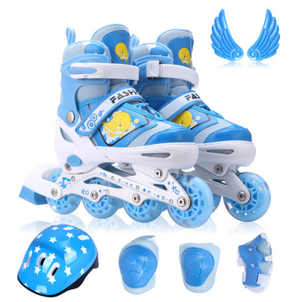 路狮 溜冰鞋儿童全套装旱冰鞋小孩直排轮滑鞋成人滑冰鞋男女可调闪光