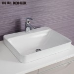 天猫双11预售:KOHLER科勒 台上盆 拂朗长方形时尚洗脸盆面盆陶瓷台上盆K-2660T-1-0