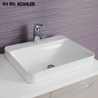 天猫双11预售:KOHLER科勒 台上盆 拂朗长方形时尚洗脸盆面盆陶瓷台上盆K-2660T-1-0