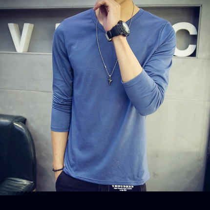 JVI 2015秋冬季 男士纯色V领长袖t恤打底衫韩版春秋衣服男潮 多色可选