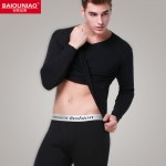 佰欧尼奥 男士V领保暖秋衣秋裤 纯棉薄款保暖内衣套装打底棉毛衫 6色可选