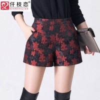 仟枝恋 韩版秋冬款高腰女士短裤 新绣花大码提花外穿靴裤 阔腿裤 多款可选