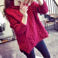 Asally爱尚丽 高领套头加厚女装秋冬新款针织衫 复古麻花韩国毛衣 5色可选