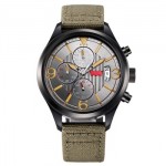 Levi's李维斯 手表 三眼计时系列IP电镀黑钢石英男表灰盘军绿帆布带LTKA2602