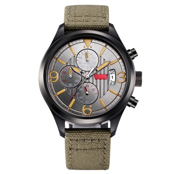 Levi's李维斯 手表 三眼计时系列IP电镀黑钢石英男表灰盘军绿帆布带LTKA2602