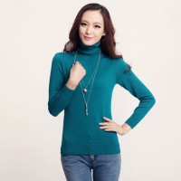 花时美 高领羊毛衫毛衣女装打底衫 秋冬纯色薄修身套头长袖针织衫 14色可选