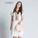 Teenie Weenie 小熊商场同款2015秋冬新品女装时尚连衣裙TTOW53791Q 象牙白