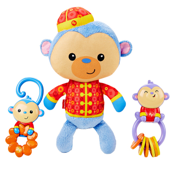 Fisher Price费雪 多功能早教新生儿安抚玩具 猴年新生儿礼盒DNC77 (含安抚小猴1只&摇铃2支)