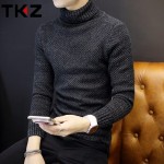 阿里年货节！tkz 韩版冬季新款纯色翻高领加厚修身男士毛衣针织衫 4色可选