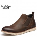 功夫鹿 秋冬英伦切尔西马丁靴男士短靴真皮靴子高帮工装男鞋军靴复古沙漠靴 16款可选