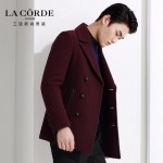 三弦男装 男士韩版修身毛呢大衣 冬季中长款羊毛呢子外套 3色可选