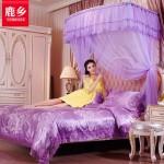 鹿乡 伸缩蚊帐三开门方顶U型不锈钢支架落地宫廷1.5m1.8米床双人床