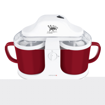 nathome北欧欧慕 NBJ589 家用双筒冰激凌机 冰淇淋机 酒红色