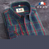 朗蒙 男士长袖格子衬衫 韩版高端水洗复古纯棉衬衫L3C0526 11色可选
