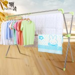 丽晴 晾衣架X型落地折叠不锈钢晒衣架双杆式伸缩室内阳台晒被子架 多款可选