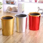 N－veon南峰  创意大号无盖欧式金属垃圾桶8L 塑料卧室圆形收纳桶纸篓 12色可选