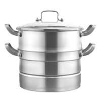 佳佰 蒸锅26CM三层复底304不锈钢双层蒸锅 电磁炉明火通用