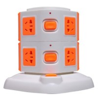 kyfen清风 QF-L012C 二层八位多开关带过载保护和USB双插孔立式插座 橘色 1.8米