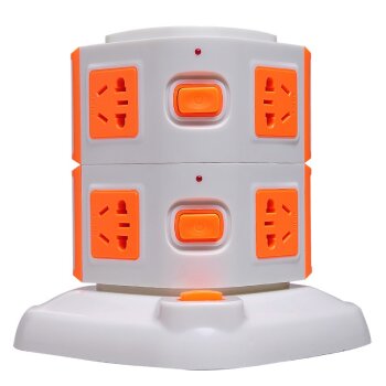 kyfen清风 QF-L012C 二层八位多开关带过载保护和USB双插孔立式插座 橘色 1.8米