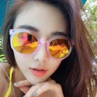 明星款!Icesign艾思格 女式彩膜复古圆形反光蛤蟆太阳镜 大框墨镜 眼镜 8款可选