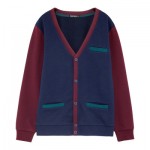 Meters/bonwe美特斯邦威 男式撞色袖及袋口针织开衫 针织衫