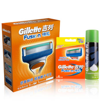 Gillette吉列 手动剃须刀锋隐刮胡刀+须泡电商装(6刀头+210g须泡)