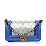Tata他她 春季蓝色PU配透明PU女式单肩斜挎手袋 菱格链条包6711DAX5