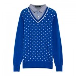 Meters/bonwe美特斯邦威 春装 男装 色块拼接毛织衫针织衫