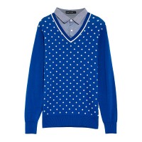 Meters/bonwe美特斯邦威 春装 男装 色块拼接毛织衫针织衫