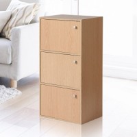 好事达 带门三层柜 组合书柜 收纳柜子 浅橡色9375