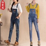 怡斐尚 春秋季新款小脚牛仔裤女潮 破洞垮裤子 BF风长裤宽松连体装背带裤