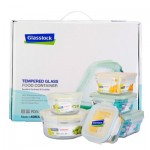GLASSLOCK三光云彩 钢化耐热玻璃保鲜盒6件套GL07-6-SN 白色