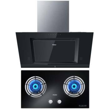 Haier海尔 C291S+QE636B 黑晶触控 侧吸烟机+钢化玻璃灶具套装(液化气)