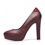 卓诗尼 女式通勤浅口粗跟防水台高跟鞋 单鞋143157090