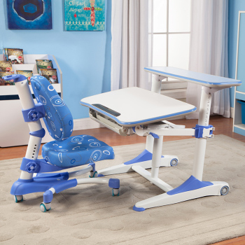 心家宜 儿童学习桌椅套装 可升降小学生课桌 升级版多功能写字台书桌 王子蓝/公主粉可选