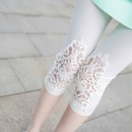 NTAAO 夏季薄款女式莫代尔蕾丝大码打底裤 弹力紧身七分裤 小脚裤 外穿短裤 24款可选