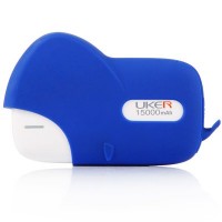 UKER 电鲸 防尘移动电源 充电宝 15000mAh超大容量 双USB输出 蓝色