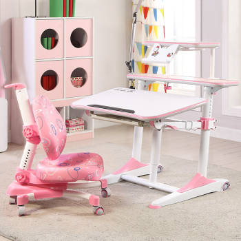 心家宜 儿童学习桌椅套装 可升降小学生课桌 升级版多功能写字台书桌 王子蓝/公主粉可选