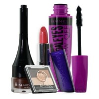 RIMMEL芮谜 倾城魅眼修护套组(倾城魅眼睫毛膏+倾城魅眼眼线膏浓情棕+魅眼五色眼影027+盈润唇膏110)