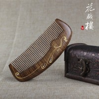 花戏楼 正宗沉贵宝檀木梳 防静电防脱发 定制礼物木梳 细齿直发梳子 3款可选