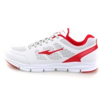 erke鸿星尔克 跑鞋新款男款轻便减震合成革跑步鞋 正白/大红